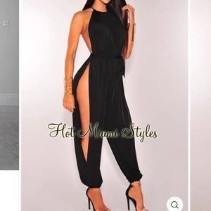 Hot Miami Styles Black Harem Jumpsuit Size Small 🖤